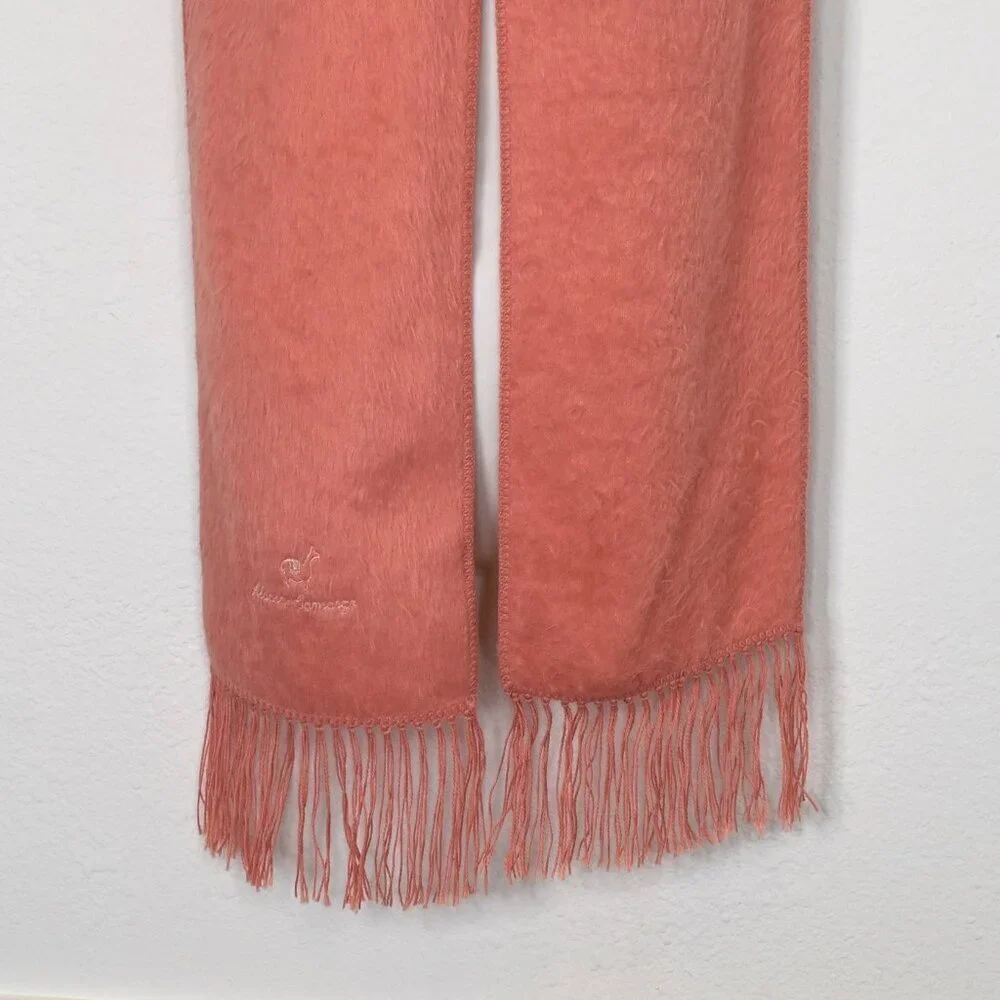 Alpaca Camargo Pink Knit Scarf Alpaca Blend Fuzzy Soft Fringed 75X9 Neutral Peru